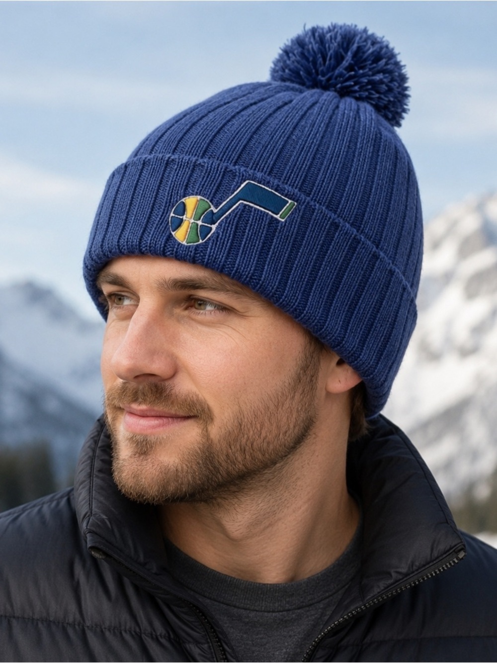 Utah Jazz New Era men’s navy blue stocking cap in good-hardly worn condition